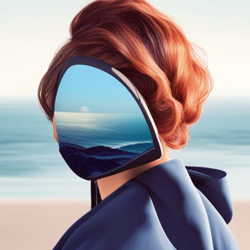 Serene Beach Portrait in Digital Art Style
