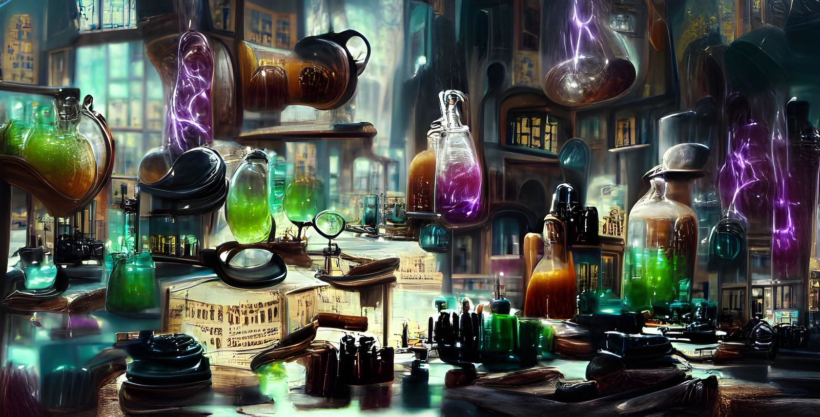 Potions Factory: Alchemist's Biolab in Steampunk Style