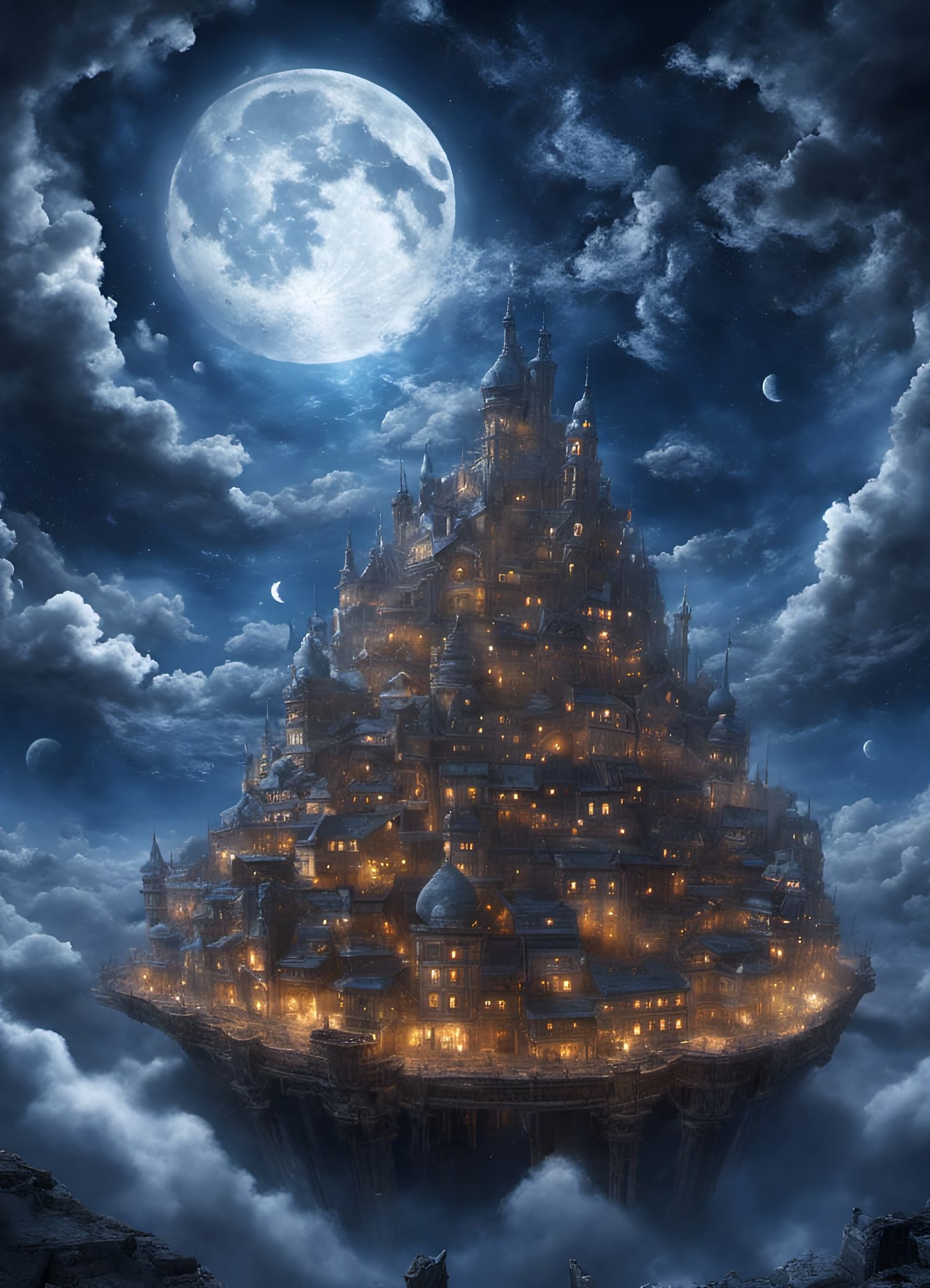 Surreal Floating City Under a Thousand Clouds