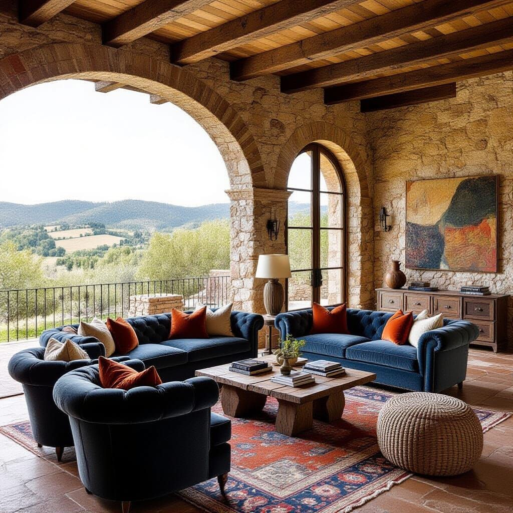 Luxurious Tuscan Villa with Bohemian Chic Interior
