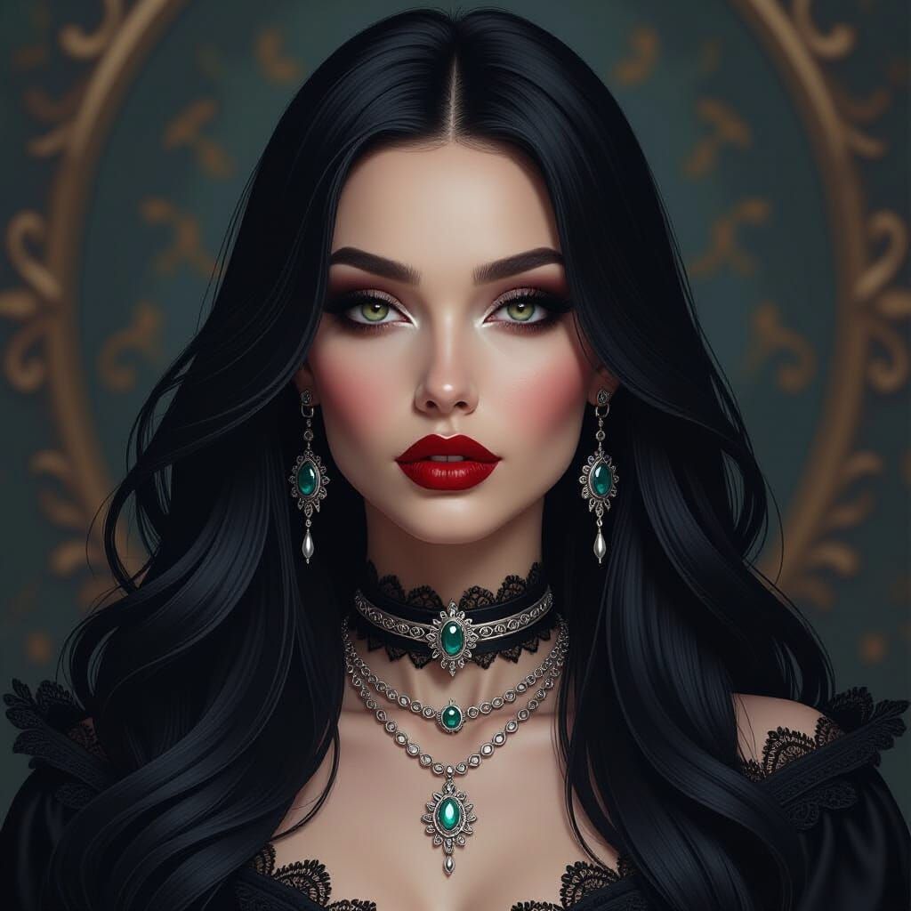 Gothic Woman Portrait in Detailed Matte Painting Style