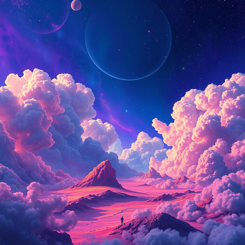 Dreamlike Cosmic Landscape in Hyper-Realistic Style