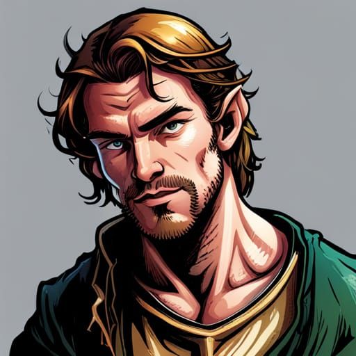 Elven Alchemist Portrait in Comic Style