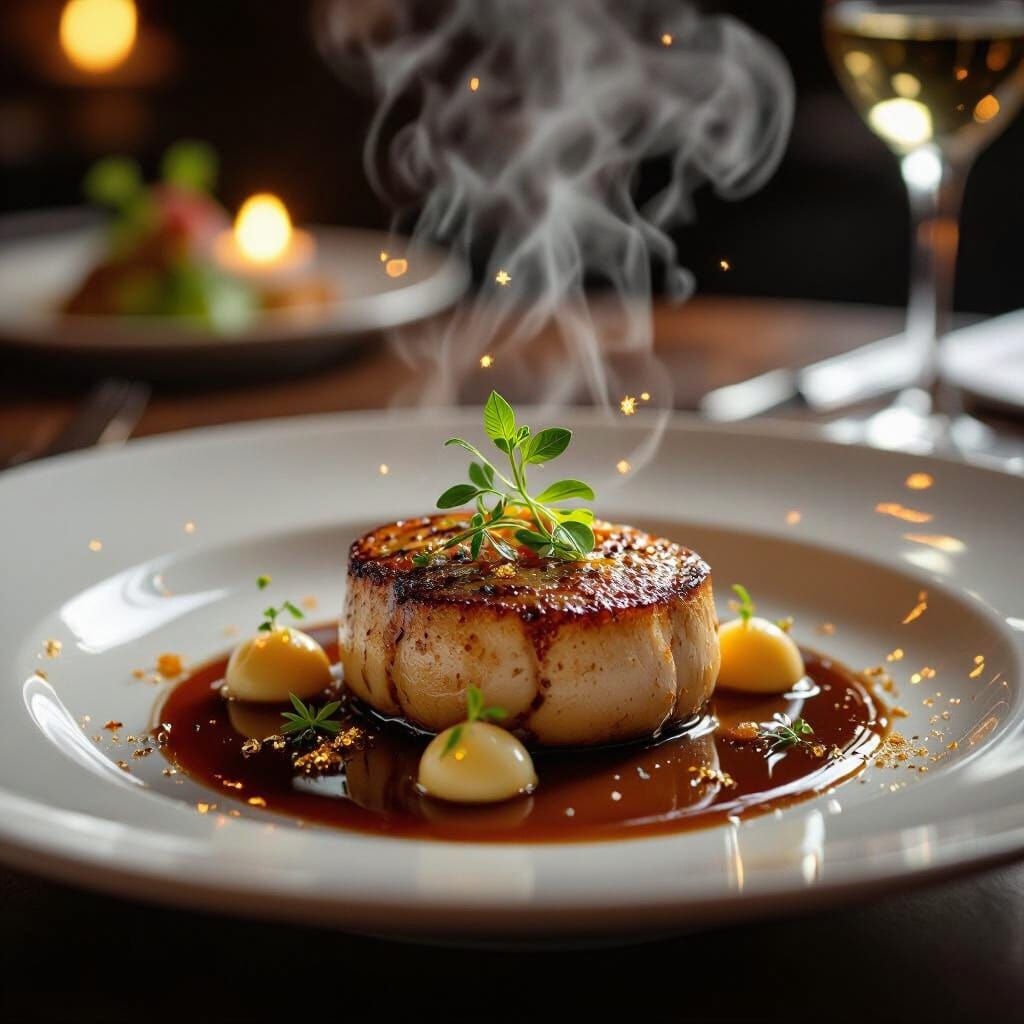 Luxurious Fine Dining Dish in Soft Lighting