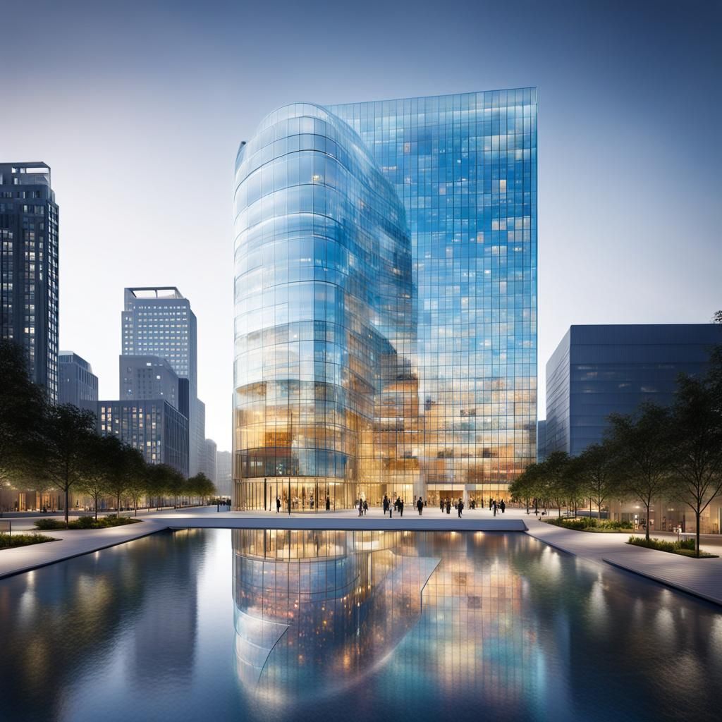 Magnificent Glass Headquarters in Modern Cityscape