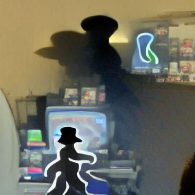 Shadow Figure in Bowler Hat Plays Games