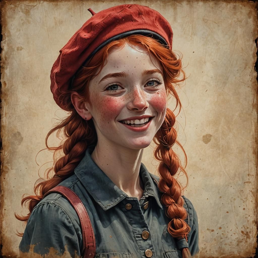 12 years old red-haired girl with freckles and pigtails got ...