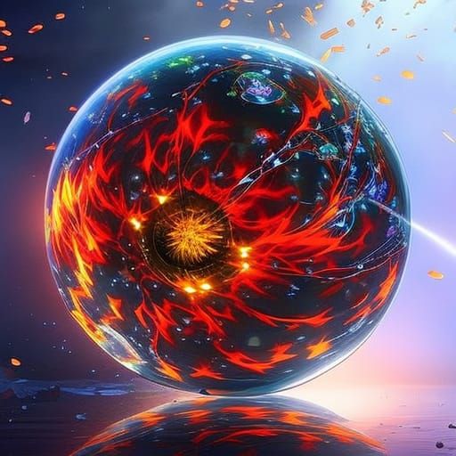 Hyperrealistic Crystal Ball Splash Art Concept