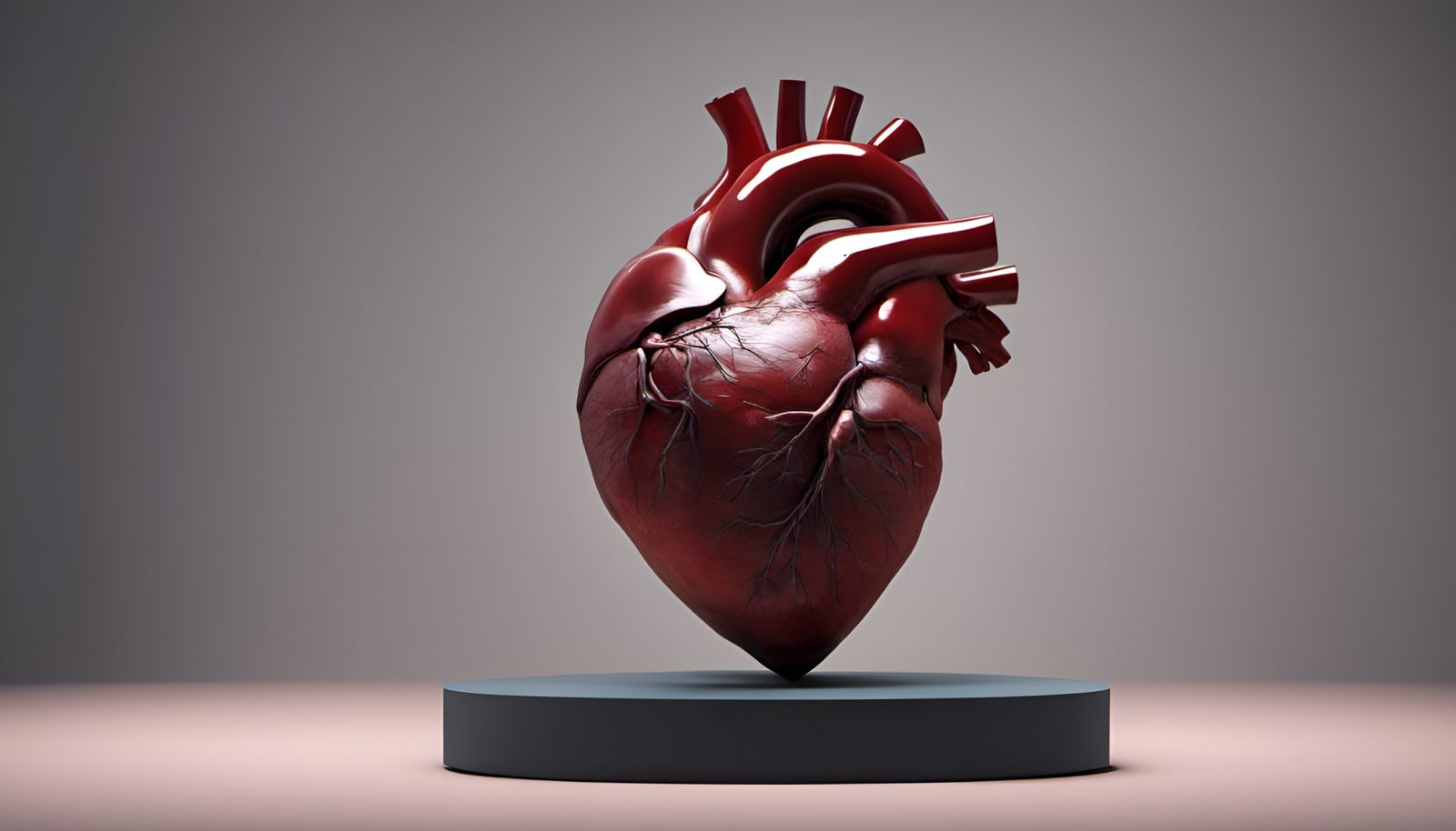 Realistic 8K Image of Human Heart on Pedestal