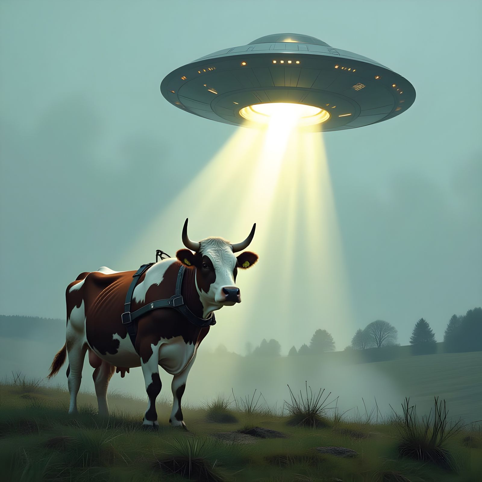 Distressed Cow Abduction by UFO Beam