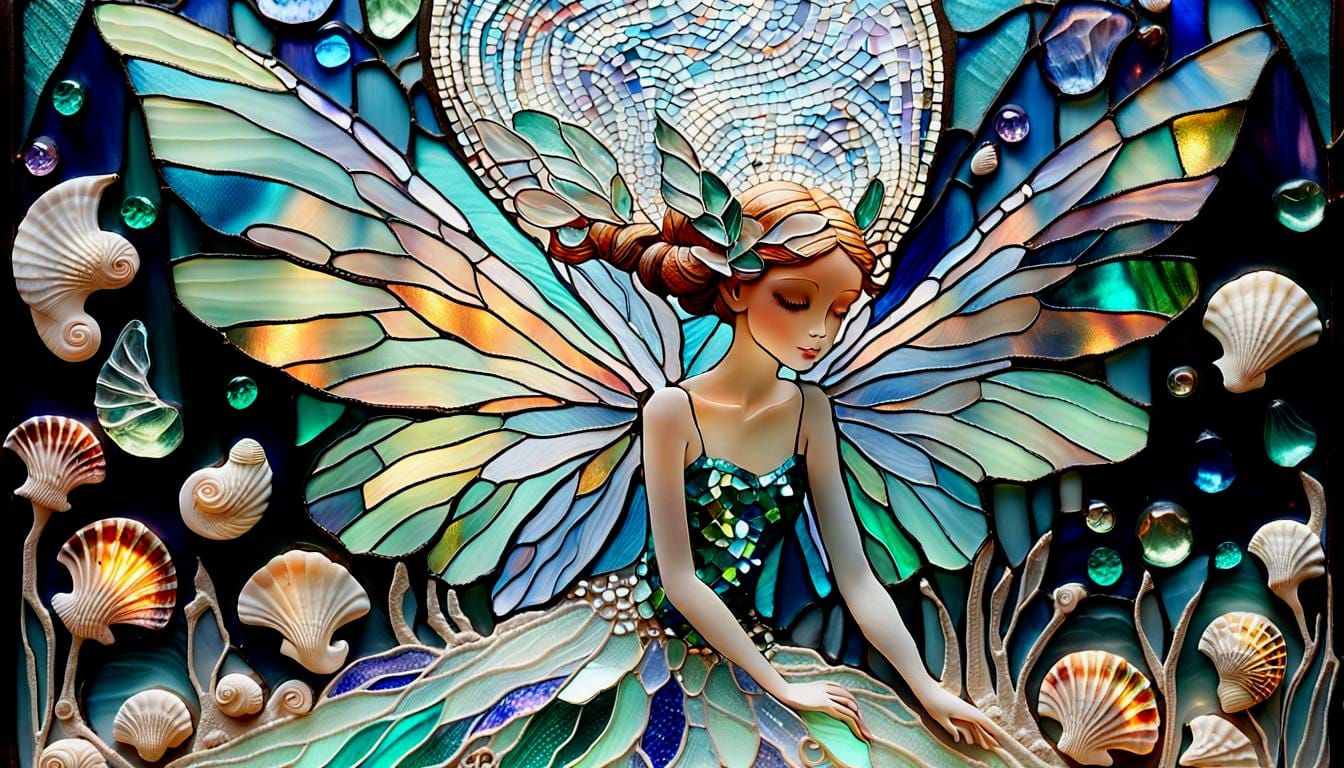 Stained Glass Fairy Mosaic Mixed Media Creation