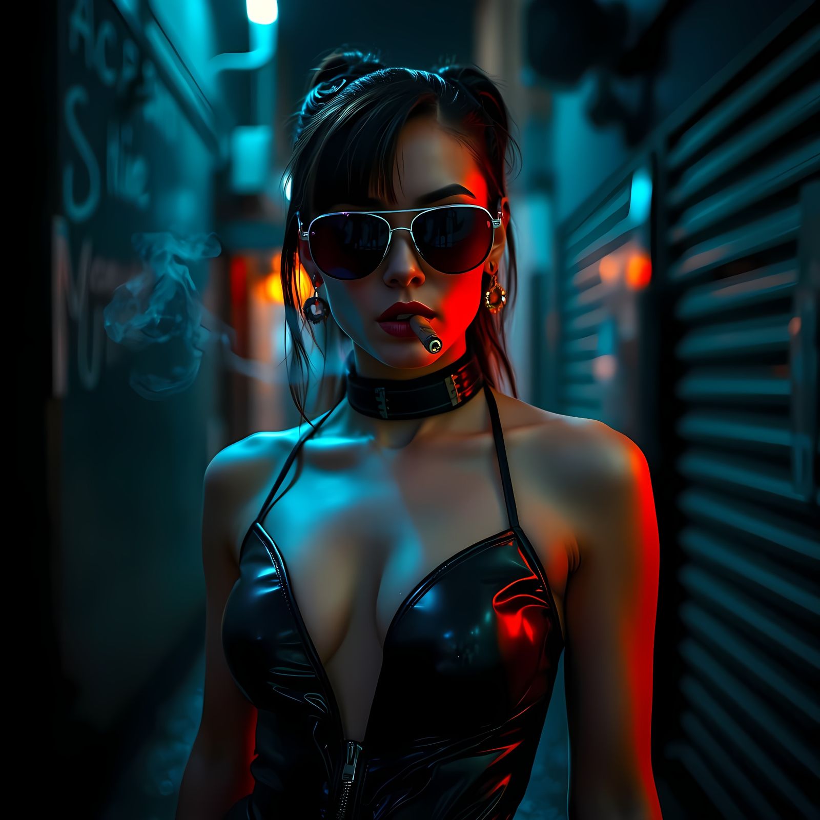 Cyberpunk Beauty in Neon Shadows