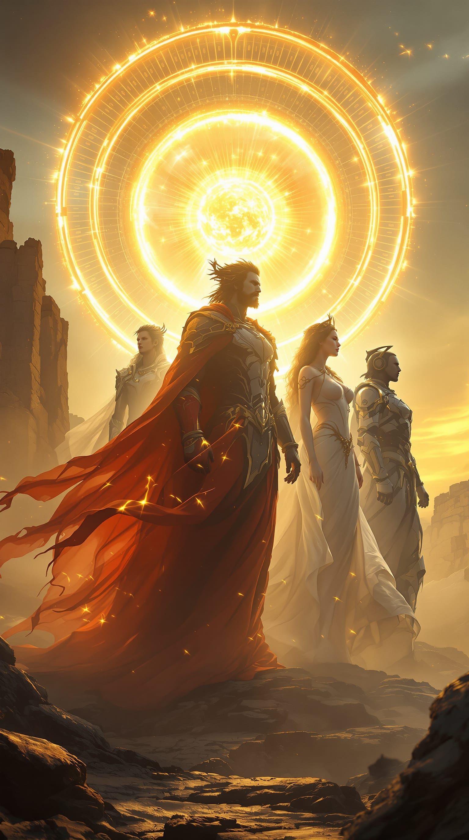 Four Primarchs Unite on Ruined World in Epic Digital Art