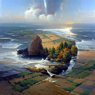 Oregon Landscape in Oil Painting Style