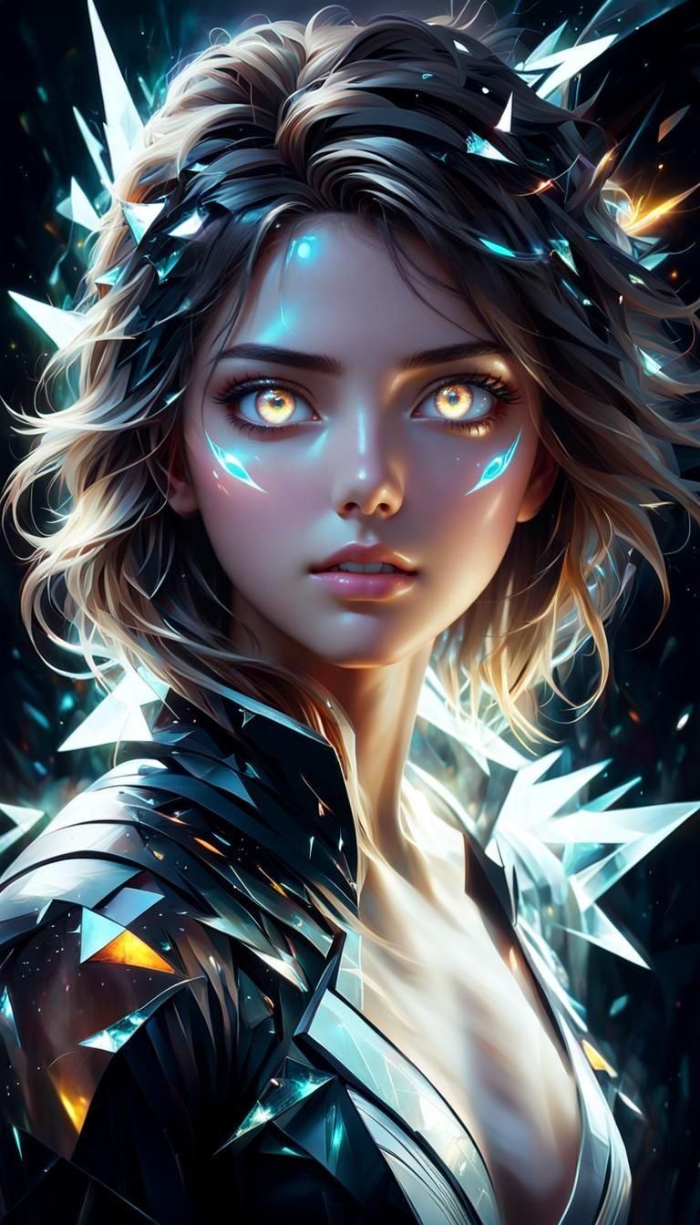 Futuristic Seer Overcome by Visions as Digital Graffiti Art