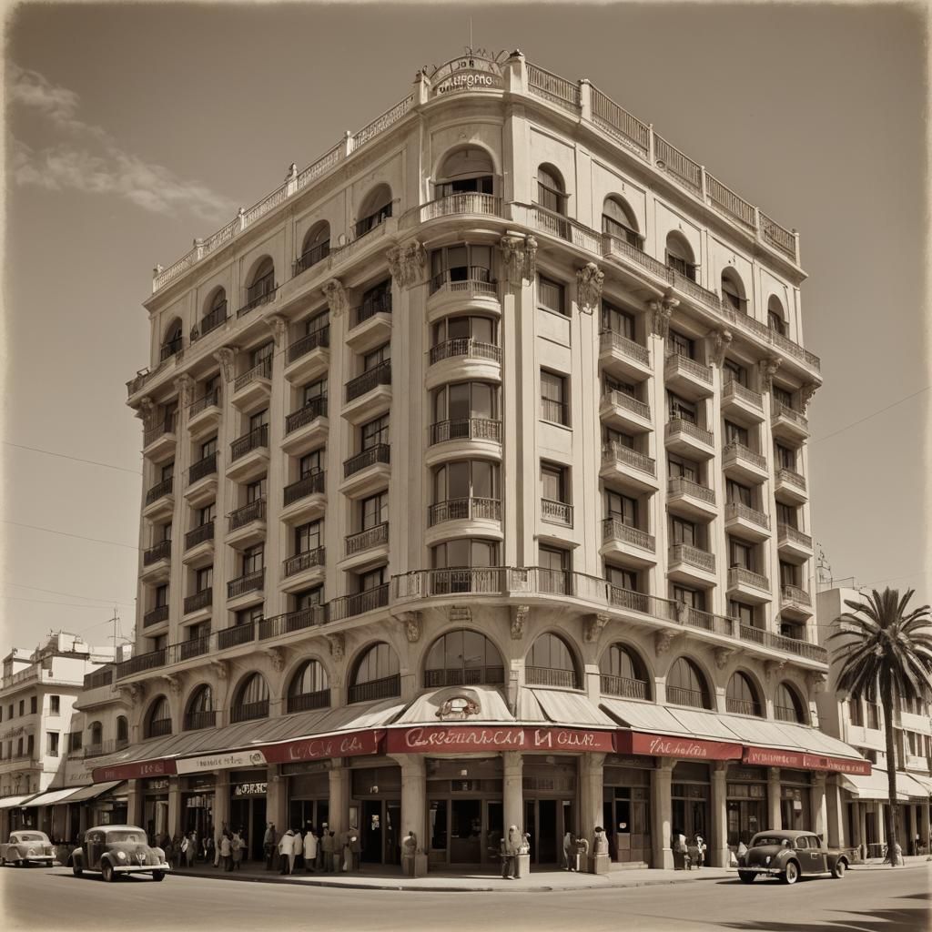 Hotel Casablanca 1940s Sepia with Red Accents