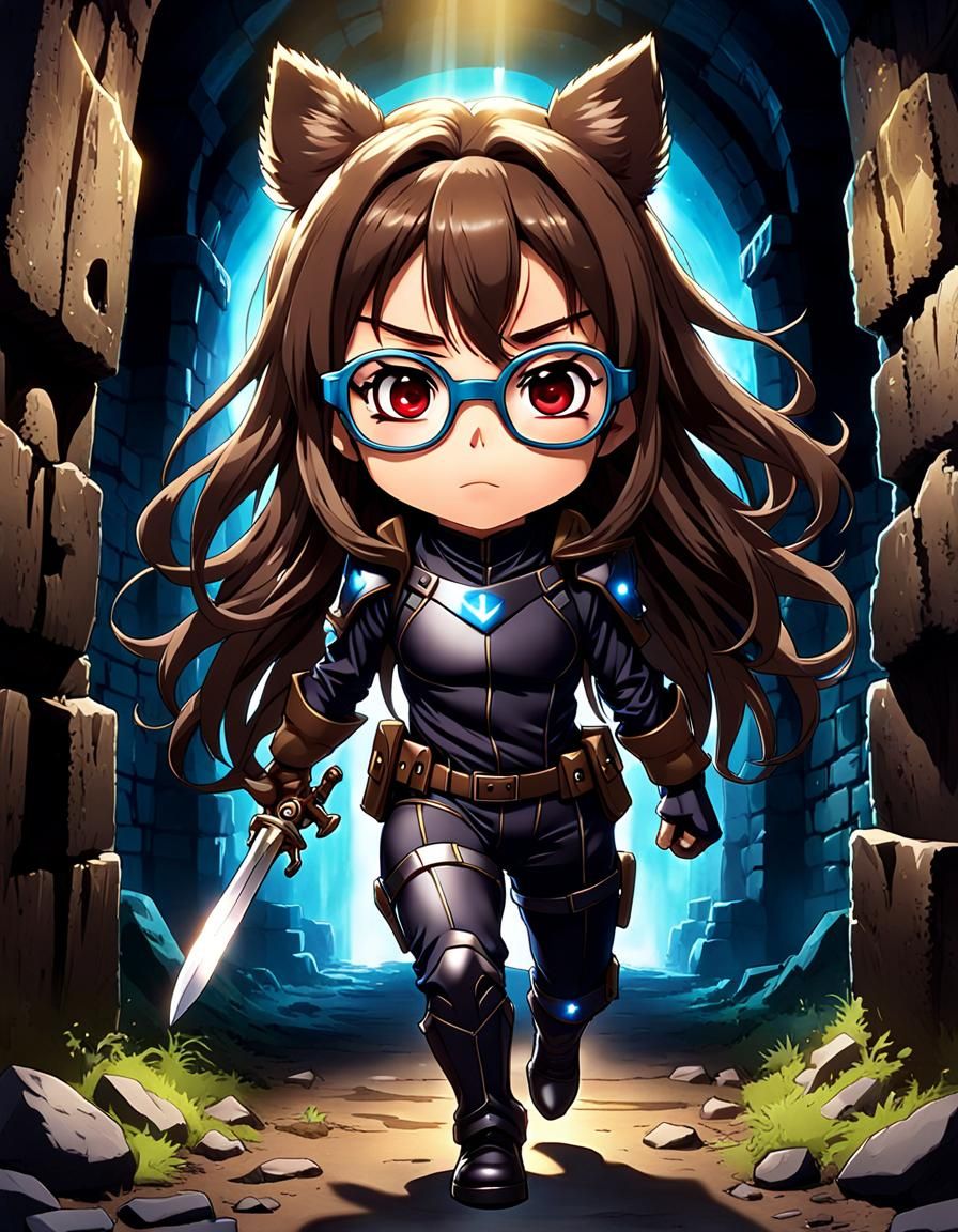 Chibi Cat Burglar in Anime Key Visual Style