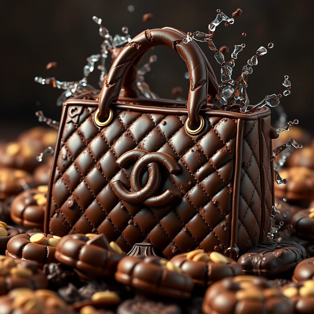 Chocolate Cookie Chanel Handbag: Detailed Matte Painting