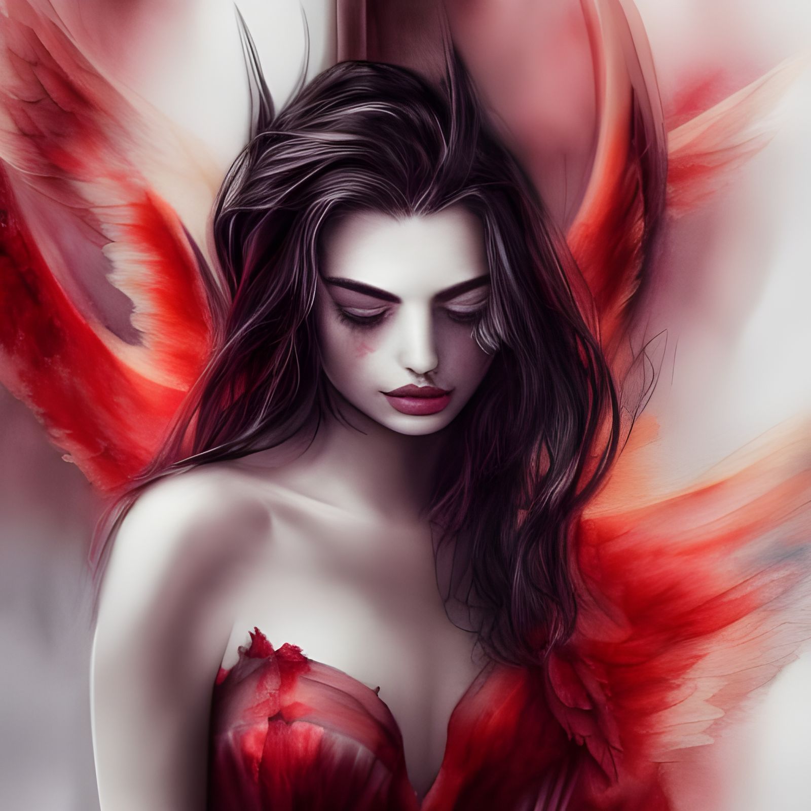 Fallen Angel with Wings in Dark Fantasy Art