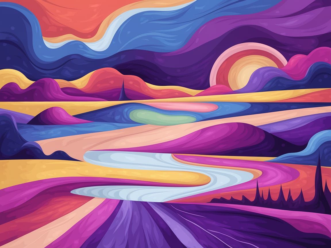 Abstract Landscape in Van Gogh Style with Altered Colors