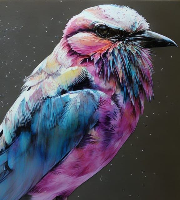 Colorful Lilac-Breasted Roller Portrait in Splash Art Style