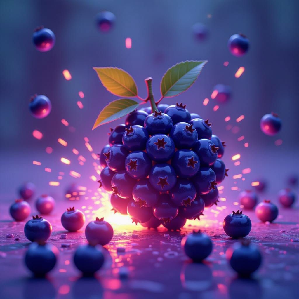 Blueberry Bomb Explosion in a Berry Fantasy Style