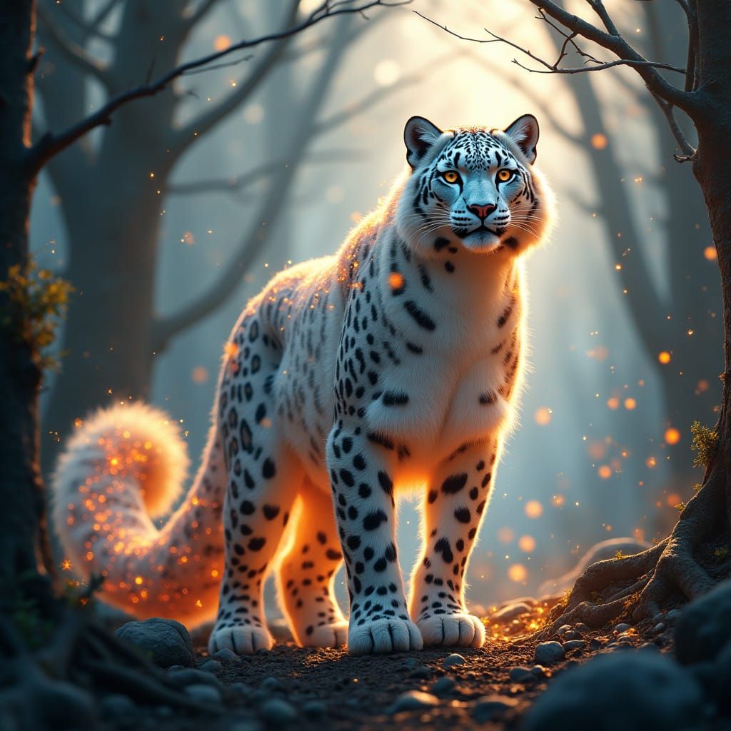 Regal Snow Phoenix in Dawn Forest