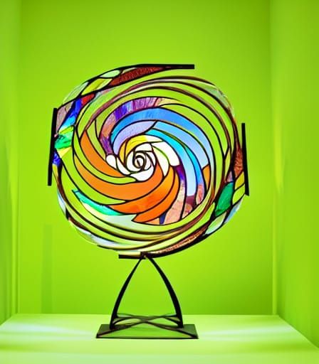 Stained Glass Kinetic Sculpture in Secret Garden