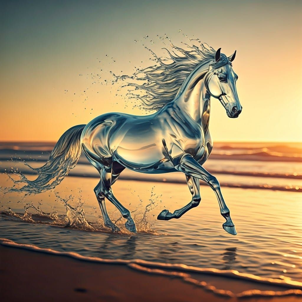 Crystal Horse in Sunset Glow