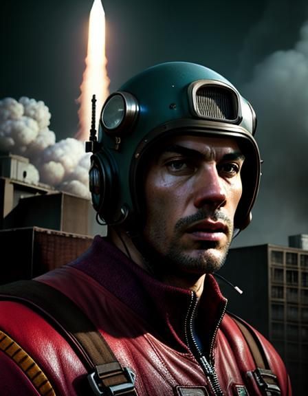 Atompunk Portrait in Digital Comic Book Style