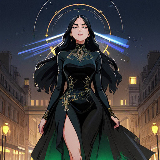 Elegant Woman Under City Lights