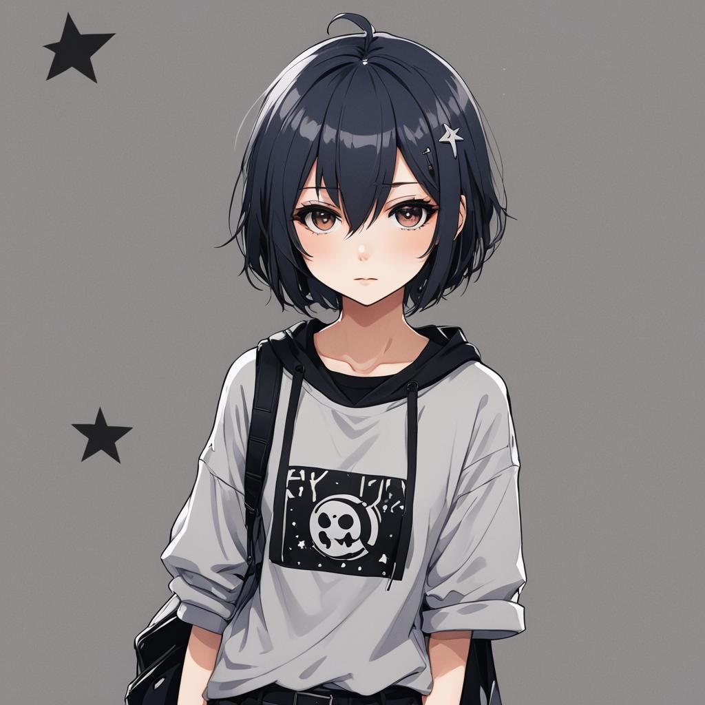 Girl with Emo Style and Anime Art Aesthetic