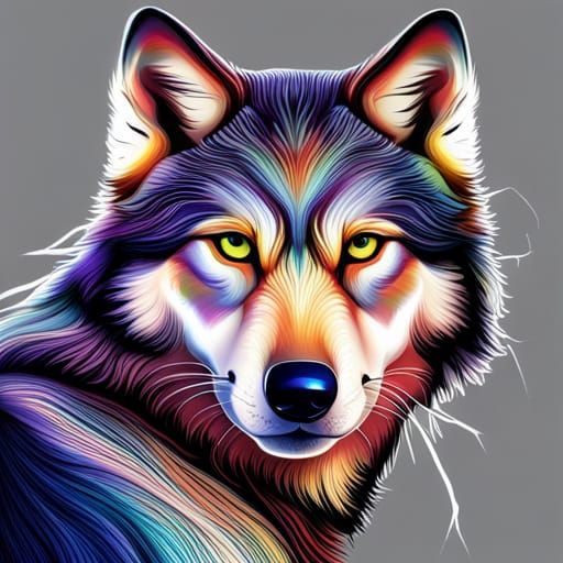 Realistic Wolf with Pastel Colors and Shimmer
