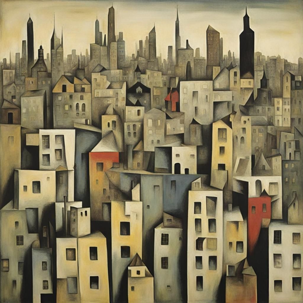 Dadaist Cityscape with Abstract Architecture