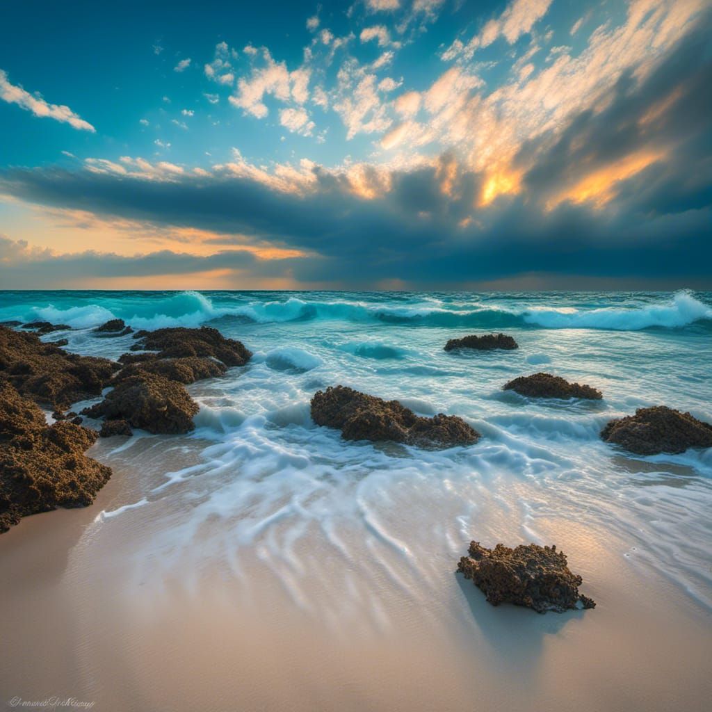 Seascape Scene: Lovers at the Sea Shore