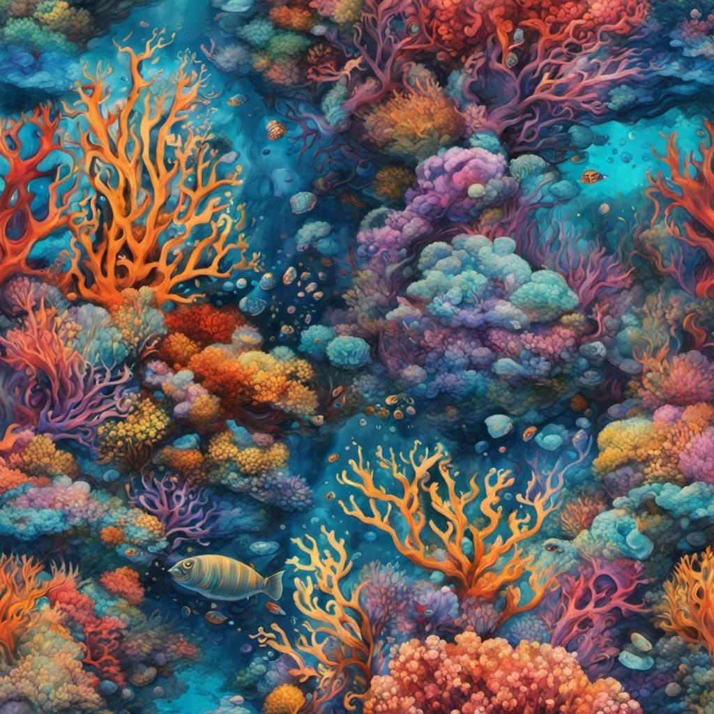 Great Barrier Reef in Graffiti Art Style
