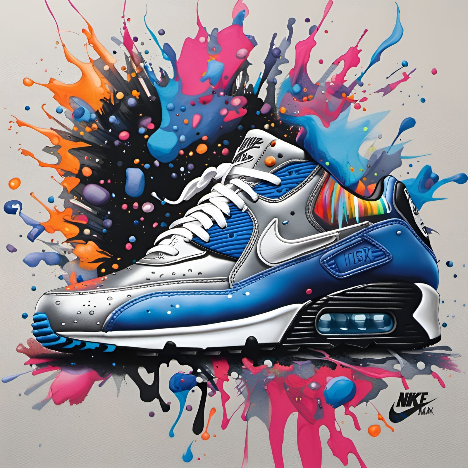 Nike Air Max 90s Sneaker in Graffiti Art Style