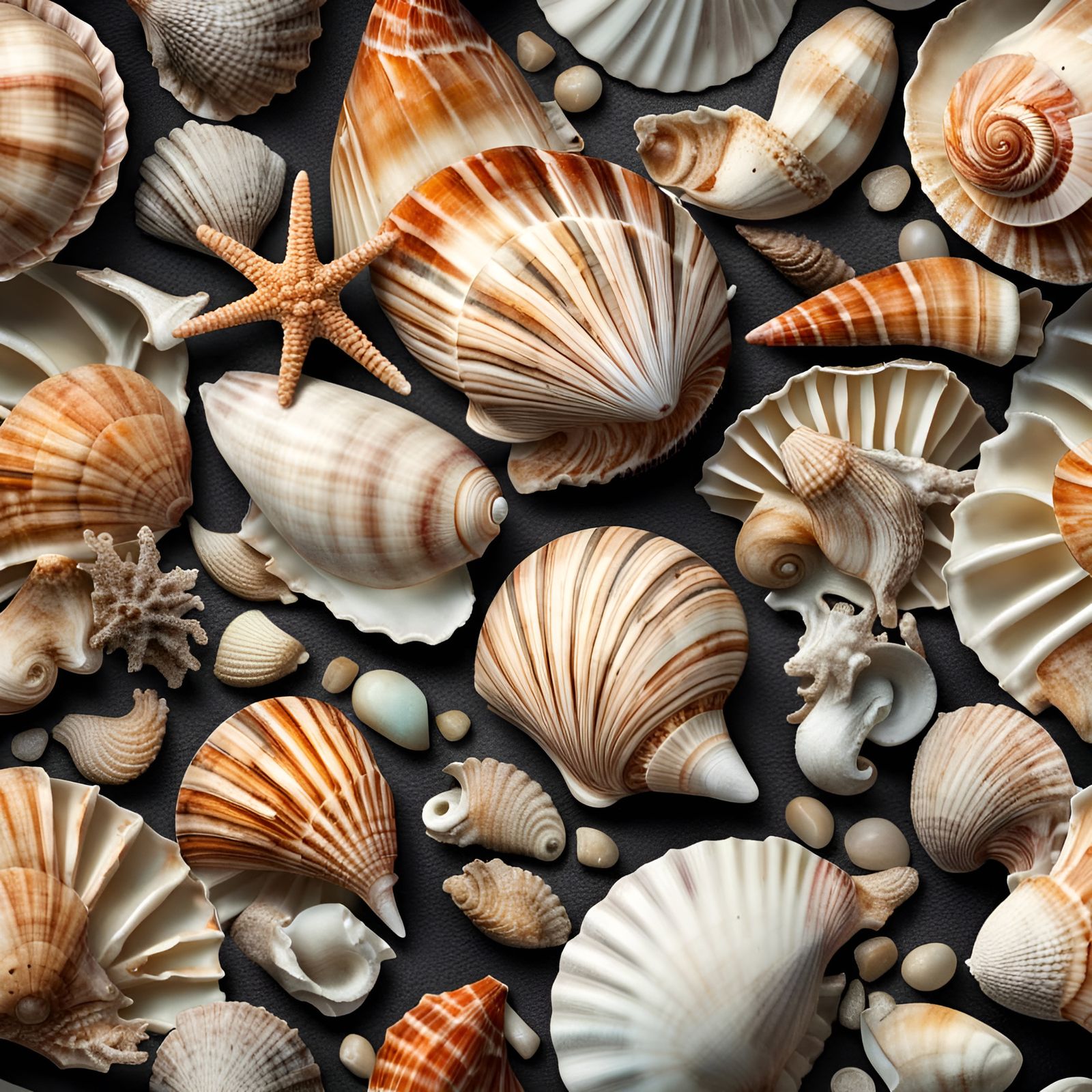 Knolling Arrangement of Beautiful Seashells