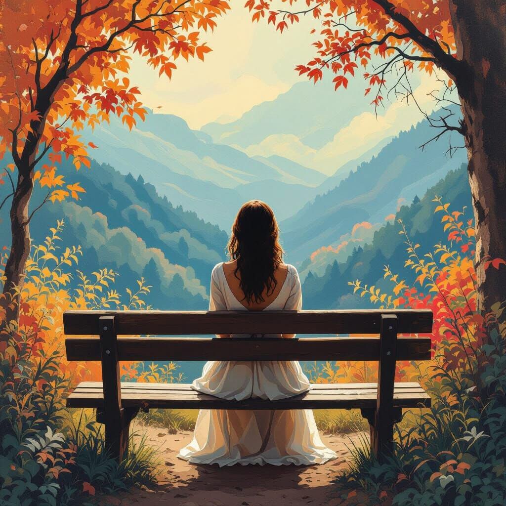 Woman Gazing at Earth: Surreal Digital Art