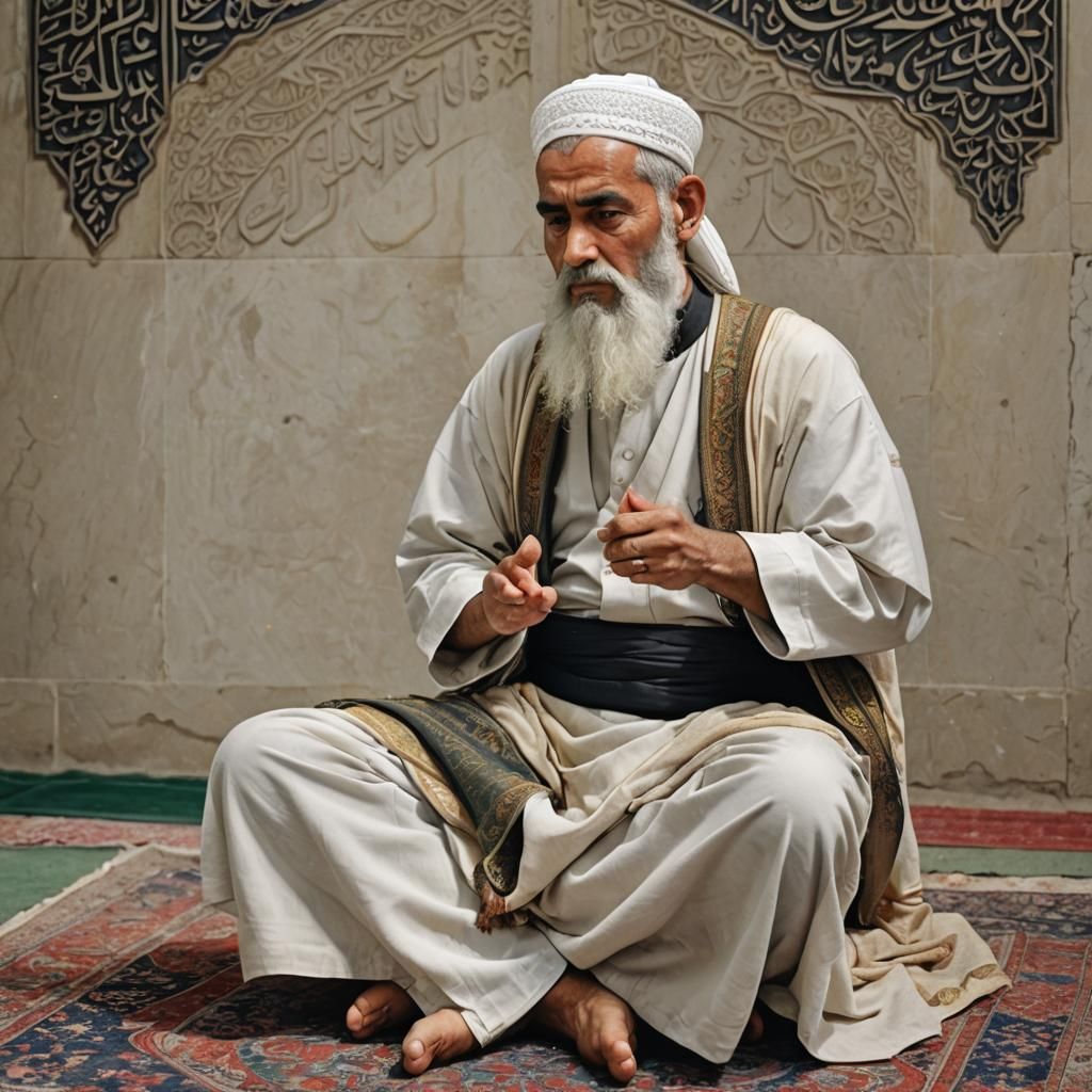 Man with White Beard Praying