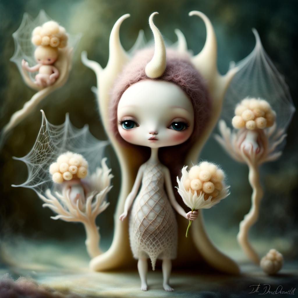 Dreamlike Surrealist Art with Elongated Mandelbrot Creatures...