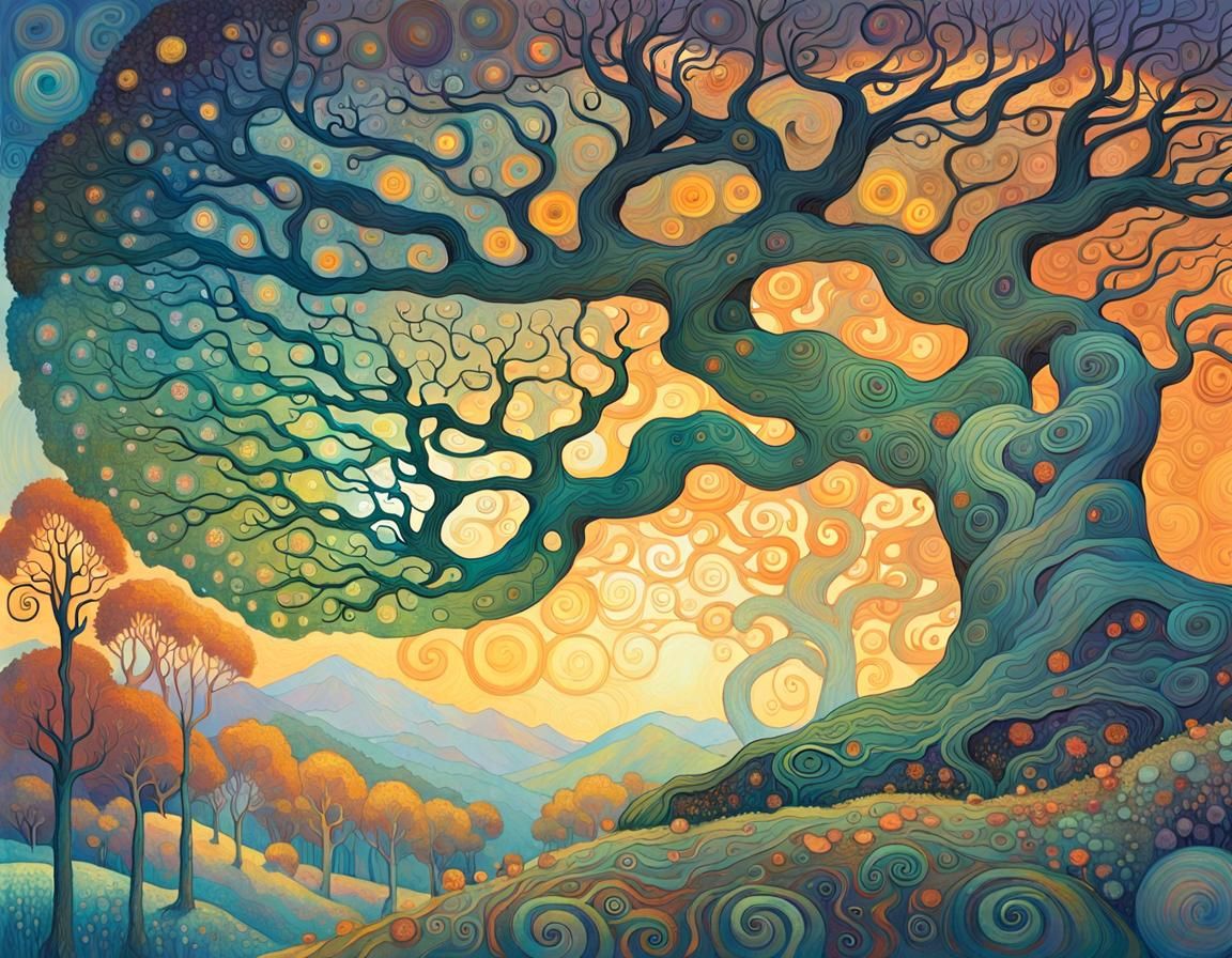 Ethereal Forest Scene Inspired by Klimt and Hanson