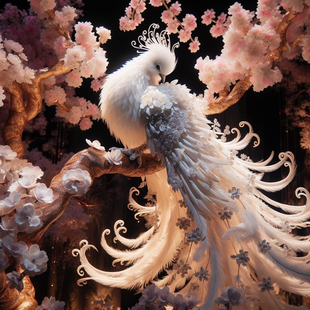 Enchanting White Bird in a Fairytale Landscape