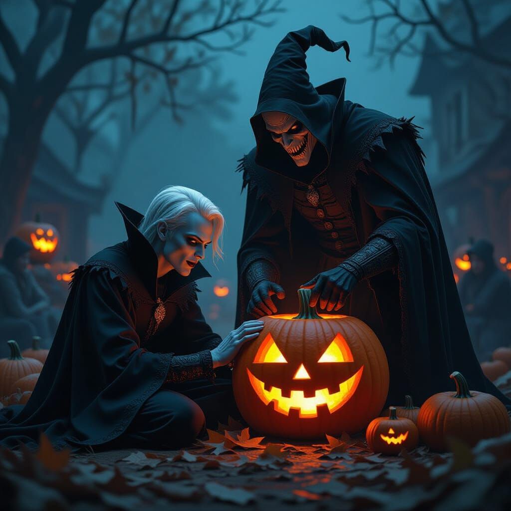 Vampire Faints at Spooky Harvest Festival with Garlic Jack-o...