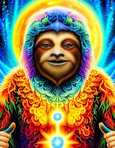 Sloth God Reveals Itself in Holographic Illustration