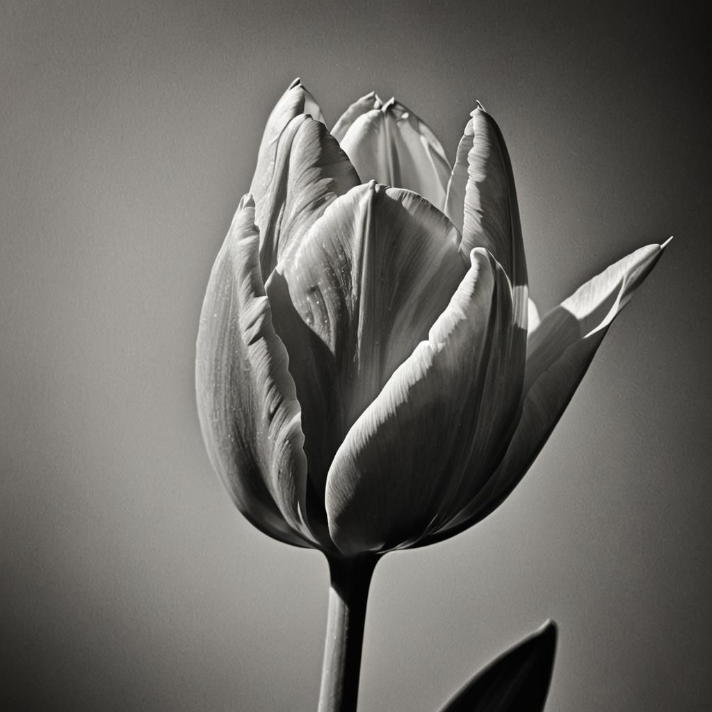 Dramatic Black and White Tulip Close-up