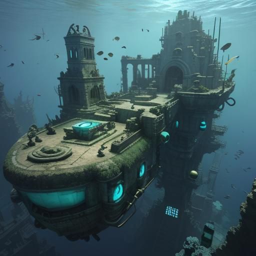 Sunken City Ruins: A Pixar-Style Underwater Adventure