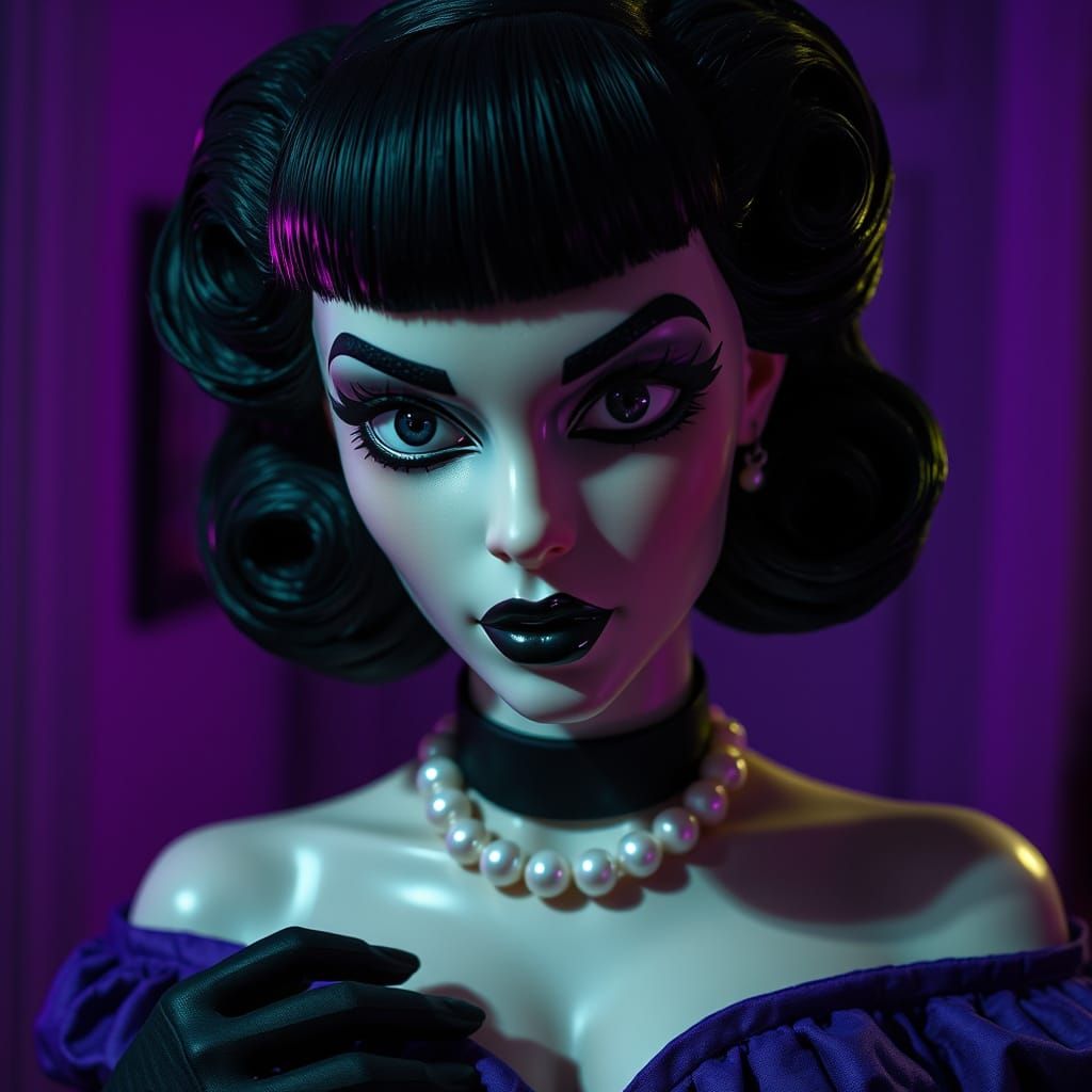 Ethereal Curvaceous Woman in Purple Haze