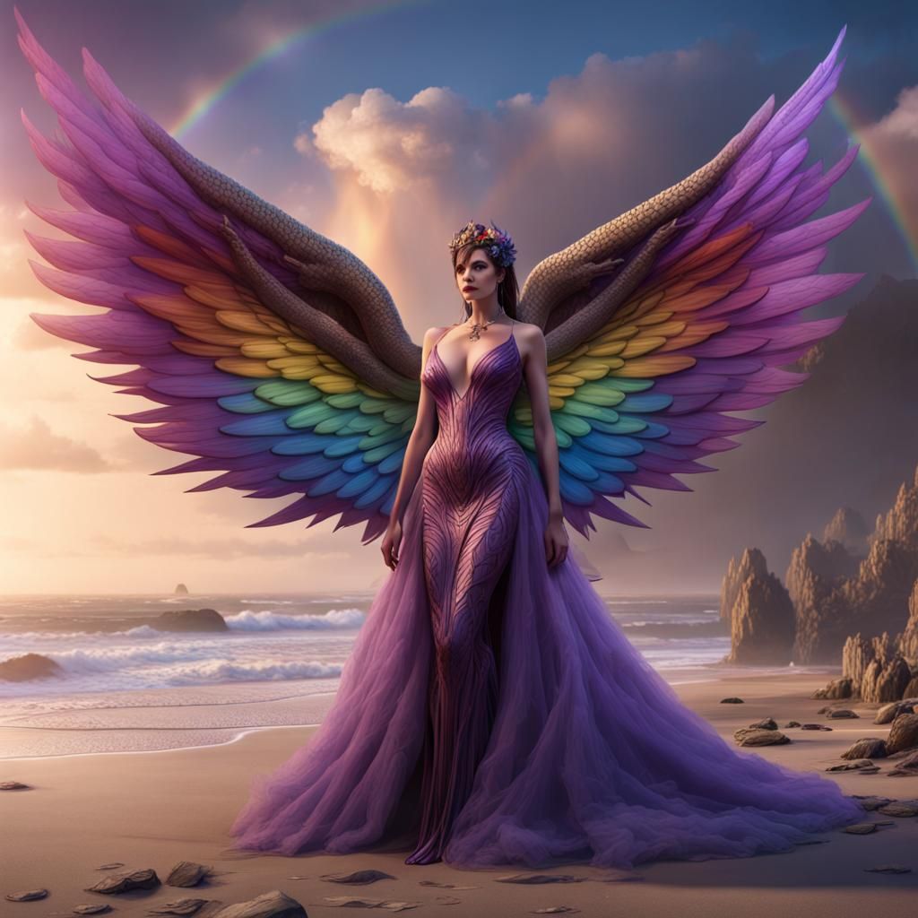 Fantastical Snake-Haired Lady on Beach