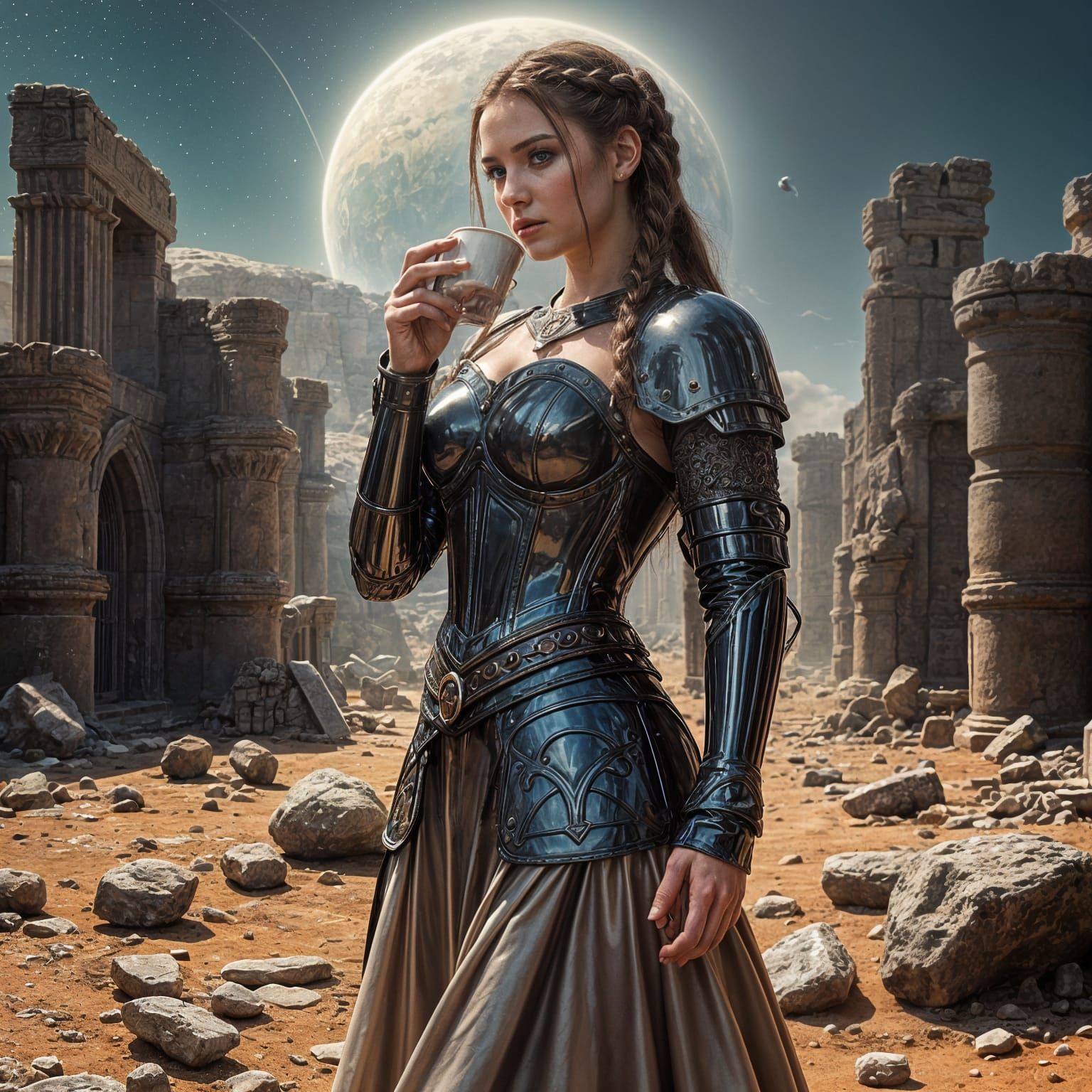 Viking Warrior Goddess on Mars in High Gloss Armor